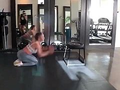 Paige Hathaway working out in the gym