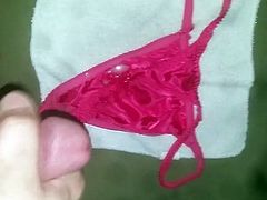 cumming on favorite pink thong again