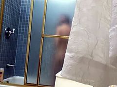 Another shower spy cam of hairy sister.