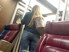 Nice ass in jeans on train