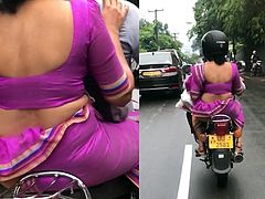 saree in a bike