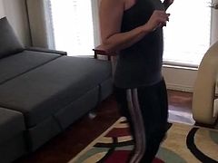 Average milf light work out on off