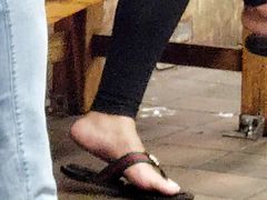 Candid Gucci flip flop play