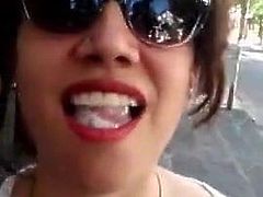 Walking with cum in mouth
