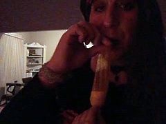 Eating cum from used condoms