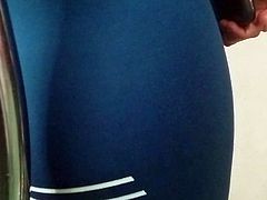 tight ass in blue spandex in public spycam
