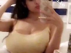 extreme busty teen girl records herself