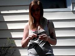 Wife smoking and stripping outside