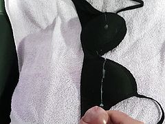 CUMSHOT ON BLACK BRA