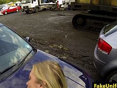 Real english broad bent over car and fucked