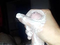 Jacking off with lotion to bbw porn