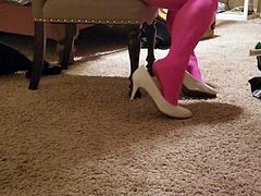 bbw in ripped pink hose