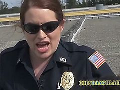 Peeping tom is coerced into drilling mother i'd like to fuck cops unfathomable and hard