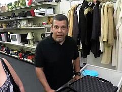 Busty MILF bangs in the pawnshop for fast cash