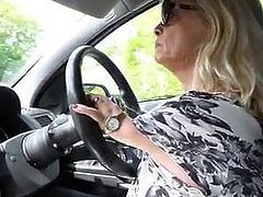 sexy blond flid driving