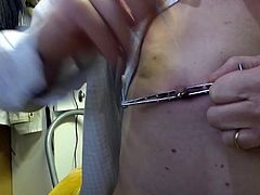 2 needles in a nipple crushed to mistress JEZZ