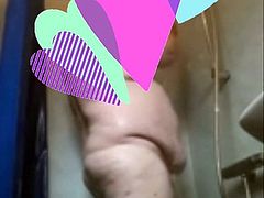 Fat man in shower