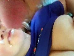 Blondie Taking A Huge Facial - POV