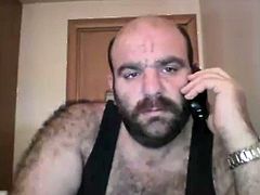 Very furry turk on cam, no cum