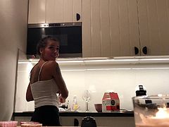 Perfect Pokies on the Kitchen Cam, Braless Sylvia and her Am