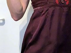 SissySvenja95 #6 - sexy striptease in burgundy negligee