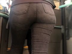 Thick European booty eating up jeans