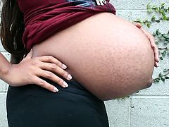 pregnant street-beautiful big belly