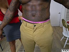 This busty blonde milf is a dressmaker and sometimes, when especially beautiful and sexy customers come to her, she cannot withstand their charm. Today she has such a muscular and handsome black guy, and when he undressed for a fitting, she jumped on him and started to suck his big black cock