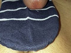 He is cum with vibrator on him girlfriends socks.