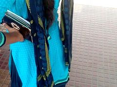 Tamil young  girl hot  view in bus stop (part 4)