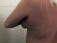 Wife big tits all wet in the shower