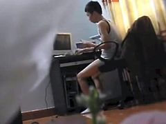 Asia Boy Watching Porn and Cum