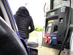 Cd - crossdresser getting gas teasing older man