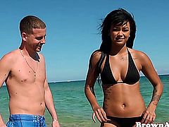 Ebony gets her bigass squeezed at the beach