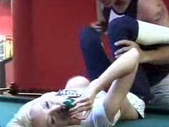 Right before they get to the sucky fucky part of the wrestling . Enjoy this horny young couple fucking on the pool table Testing video