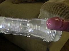 Fleshlight spins the creamy cum from my throbbing cock