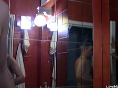 This horny amateur couple really likes sex and you can tell that from the mirror in the bathroom. They like to watch themselves when they fuck each other's brains out and it's all recorded too.