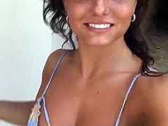 Jade Chynoweth showing off her perfect body in blue bikini