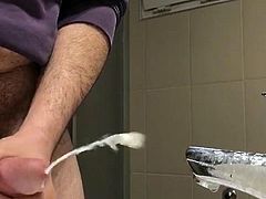 Masturbation and cum in bathroom