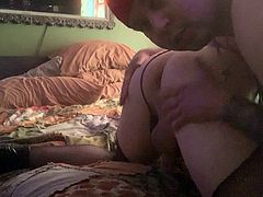 Thug eats sissy crossdresser ass and sucks cock