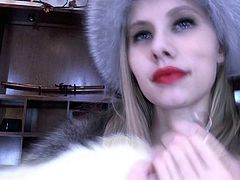 Check out this smoking hot and horny amateur woman wearing a fur coat showing off her slutty mouth.Watch her in HD ...