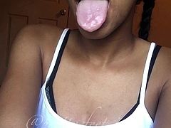 Black IG Slut Showing Off Her Tongue.