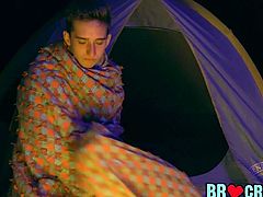 Playful stepbrother pounded raw in front of a camping fire