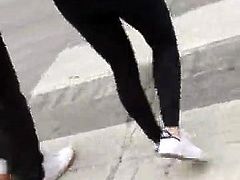 White girly leggings in downtown chicago