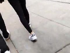 White girly leggings in downtown chicago