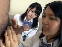 Shy Japanese girls get paid to watch and play with a naked man