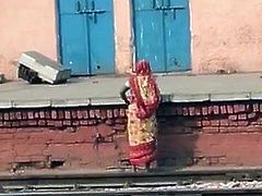 Indian aunty peeing on public