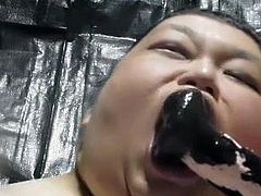 Fat Jap cum dump pig Shino is blown horse's huge dick