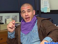 Halloween party at the office goes gay with interracial assfucking