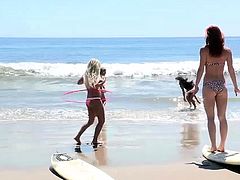 Teen surfer sluts in bikini fucked by horny life guard